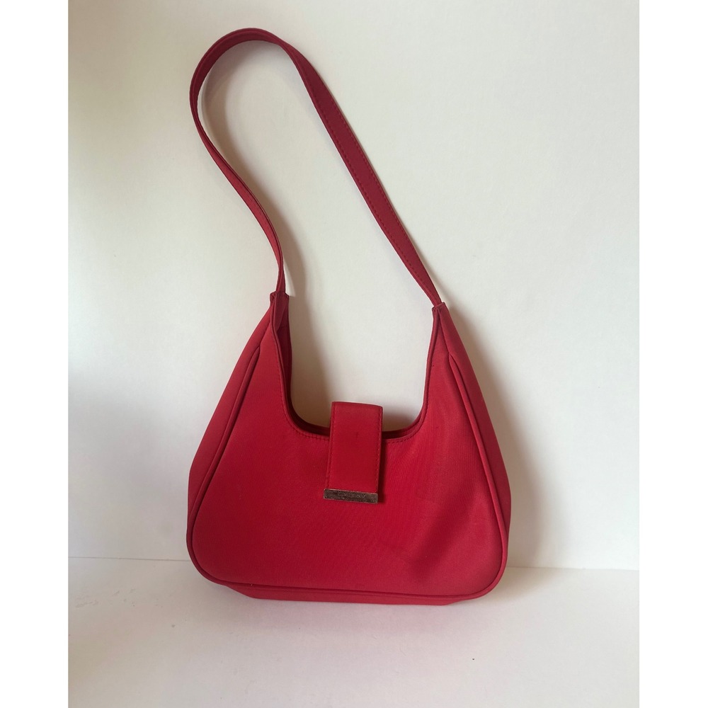 Vintage Koltov Red Nylon Shoulder Bag Y2K Baguette Purse with Built-in Wallet